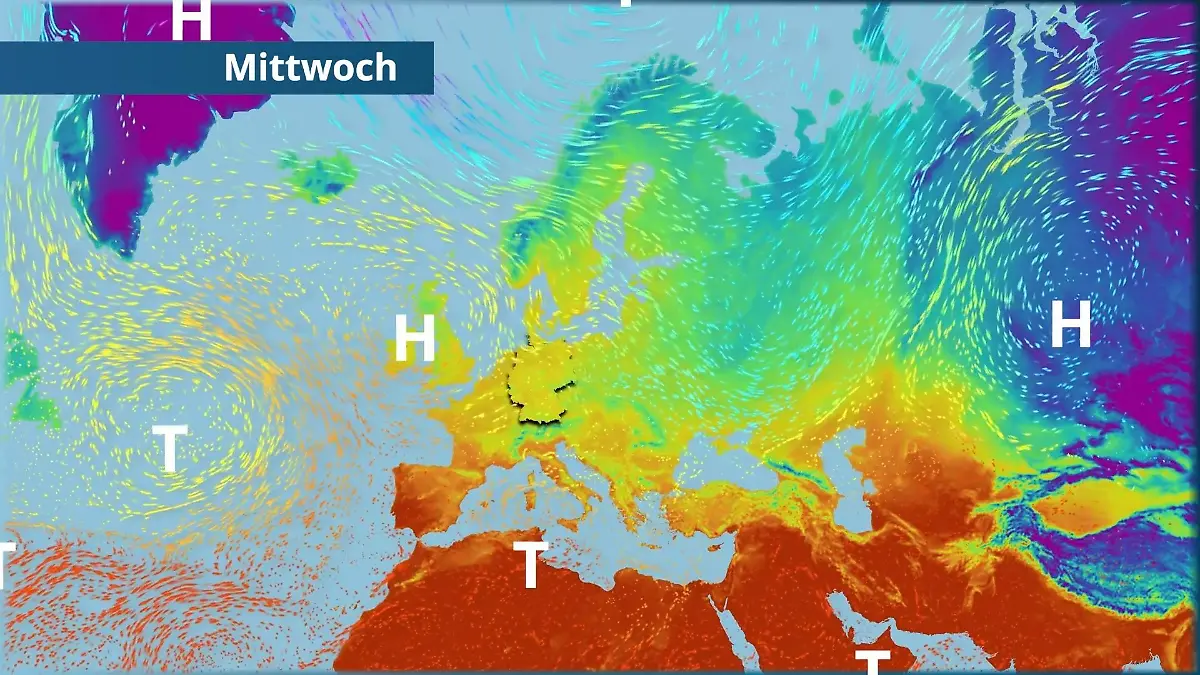 Eingefahrene Wetterlage beschert uns Nordwind Der Strömungsfilm für Europa für 5 Tage
