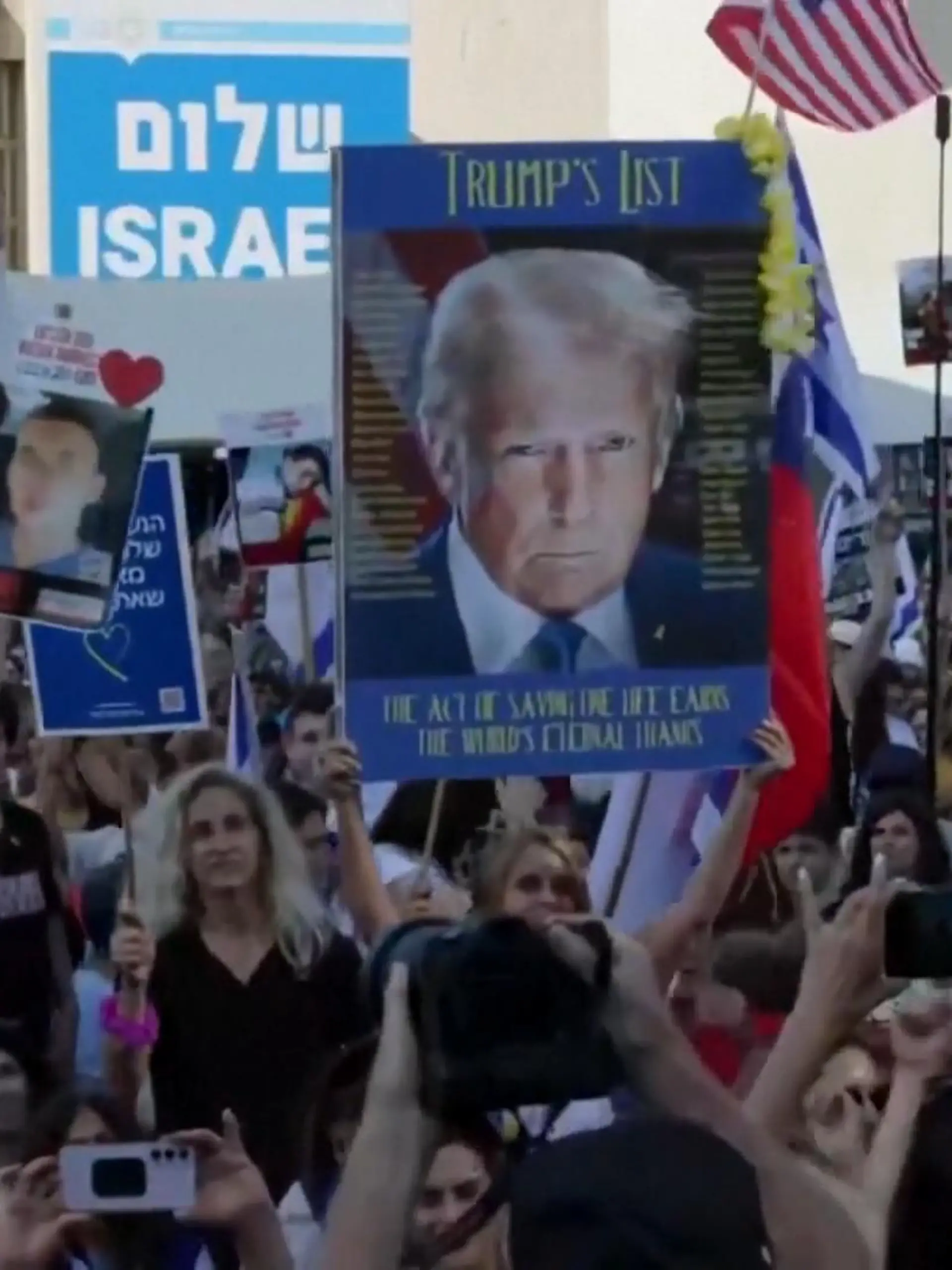 Bild zu: "Alle Israel-Geiseln frei – Sprechchöre für Donald Trump!"