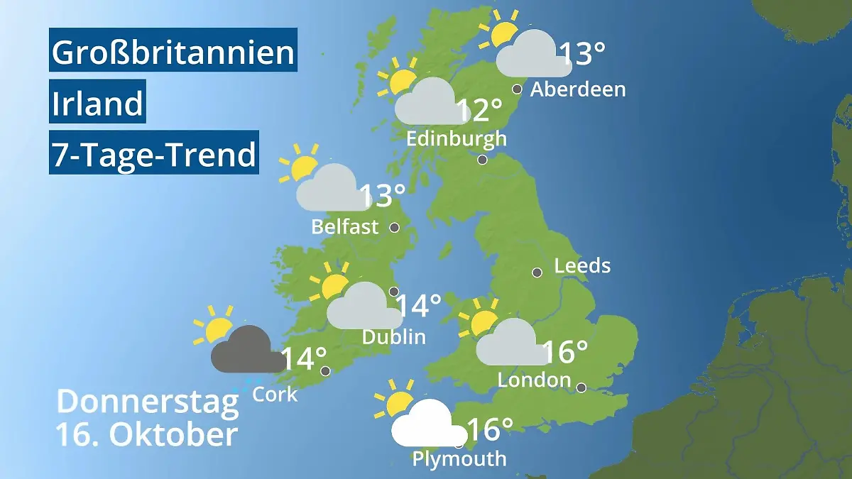 England, Schottland, Wales: Wie wird das Wetter? Video 7-Tage-Trend: Großbritannien und Irland