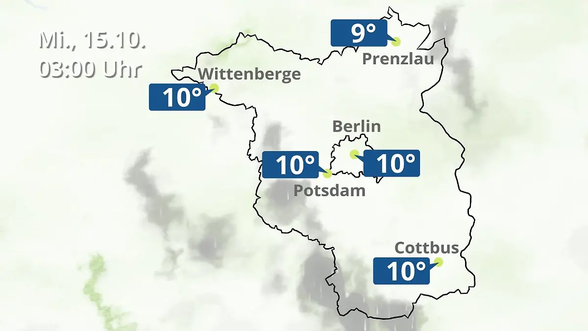 Berlin und Brandenburg: Wie wird das Wetter? Regen- und Wolkenfilm für Potsdam, Cottbus und Wittenberge