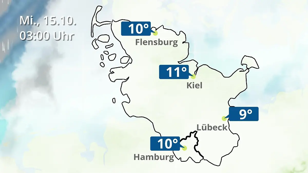 Hamburg, Schleswig-Holstein: Wie wird das Wetter? Regen- und Wolkenfilm für die Nordsee- und Ostseeküste