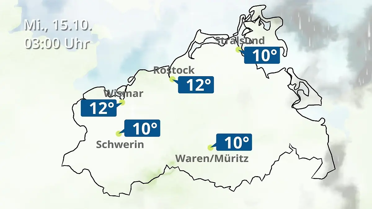 Mecklenburg-Vorpommern: Wie wird das Wetter? Regen- und Wolkenfilm für Rostock, Rügen und die Ostseeküste