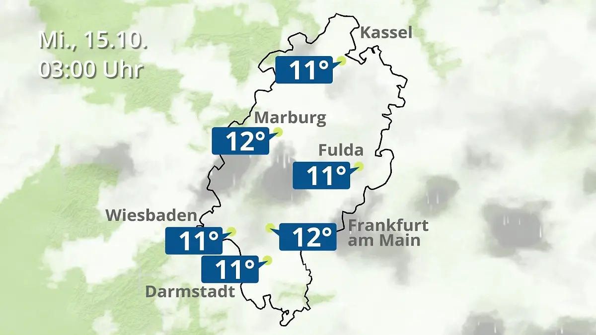 Hessen: Wie wird das Wetter? Regen- und Wolkenfilm für Frankfurt am Main und Wiesbaden