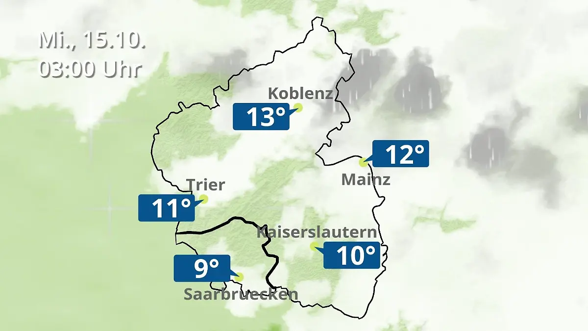 Rheinland-Pfalz, Saarland: Wie wird das Wetter? Regen- und Wolkenfilm für Mainz, Koblenz und Trier
