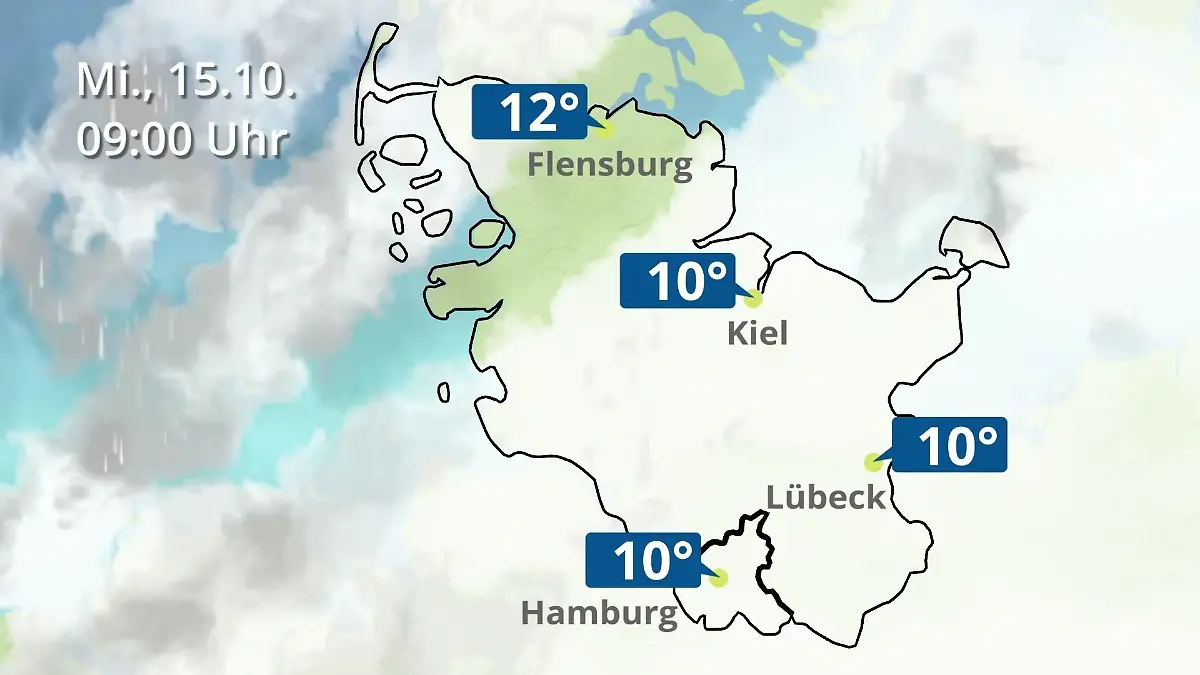 Hamburg, Schleswig-Holstein: Wie wird das Wetter? Regen- und Wolkenfilm für die Nordsee- und Ostseeküste