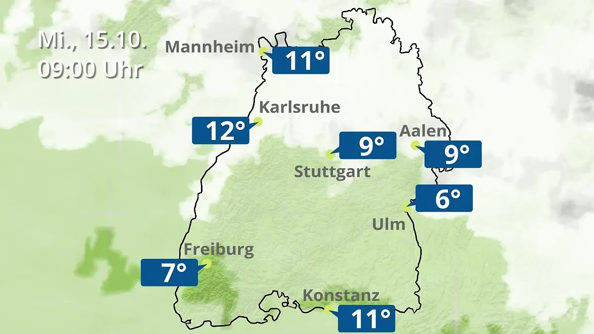 Baden-Württemberg: Wie wird das Wetter? Regen- und Wolkenfilm für Stuttgart, Mannheim und Karlsruhe