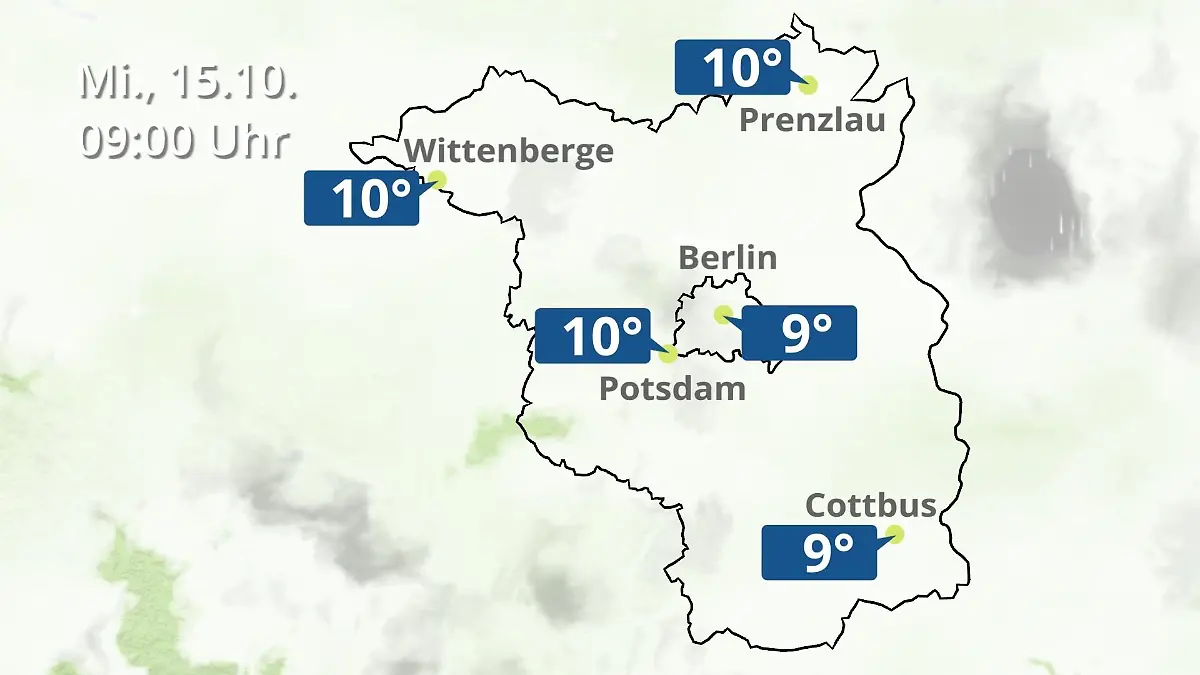 Berlin und Brandenburg: Wie wird das Wetter? Regen- und Wolkenfilm für Potsdam, Cottbus und Wittenberge