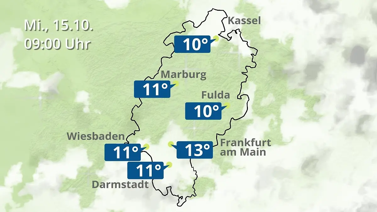 Hessen: Wie wird das Wetter? Regen- und Wolkenfilm für Frankfurt am Main und Wiesbaden