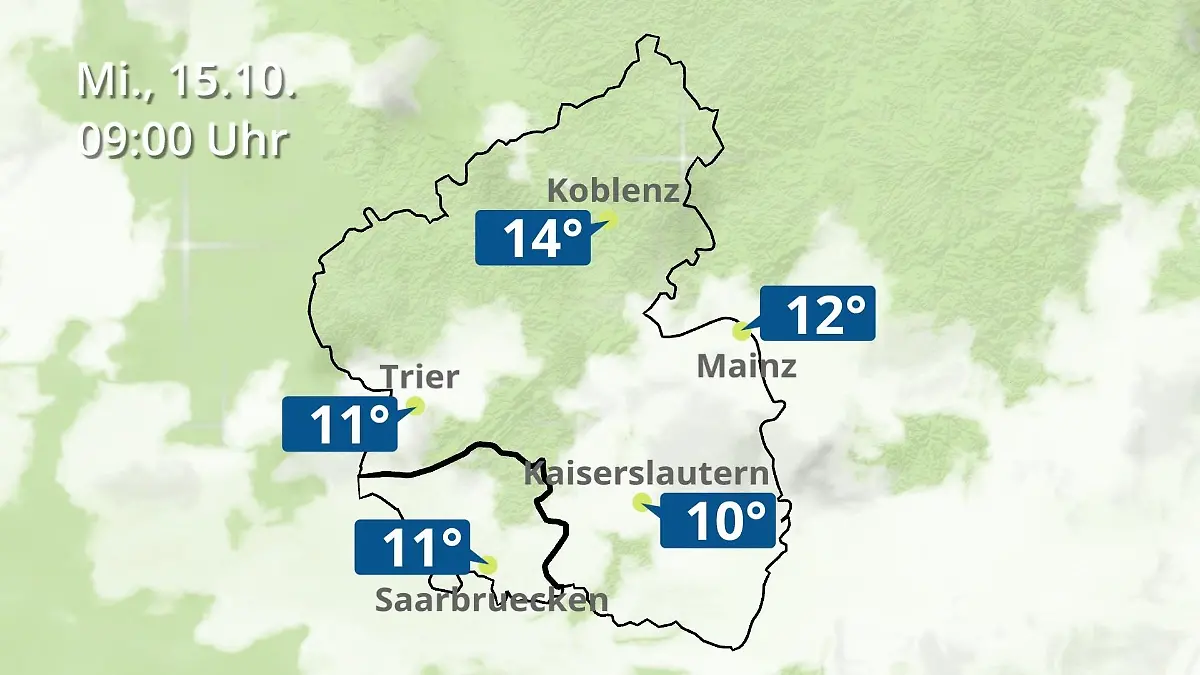 Rheinland-Pfalz, Saarland: Wie wird das Wetter? Regen- und Wolkenfilm für Mainz, Koblenz und Trier