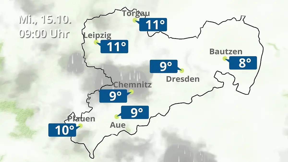 Sachsen: Wie wird das Wetter? Regen- und Wolkenfilm für Chemnitz, Dresden und Leipzig