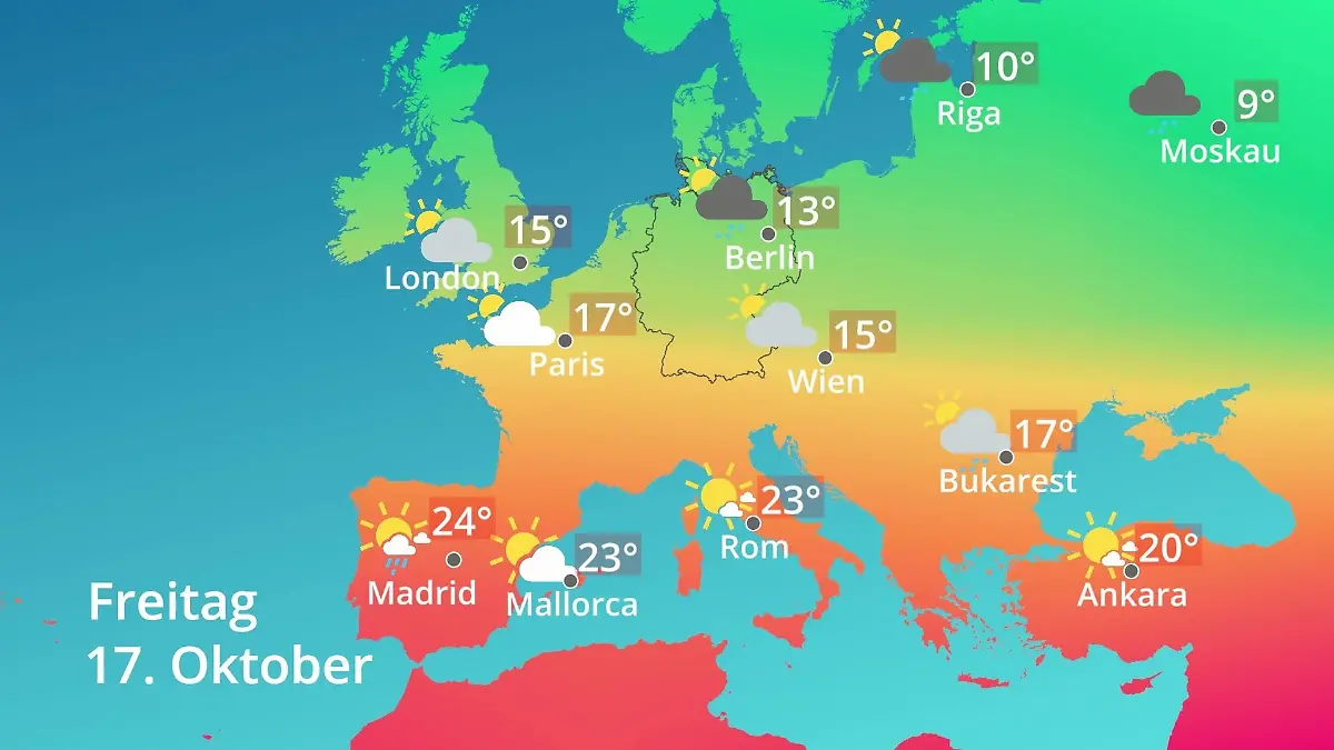 Europa: Wie wird das Wetter? Prognose: Temperaturen von Spanien bis zur Türkei