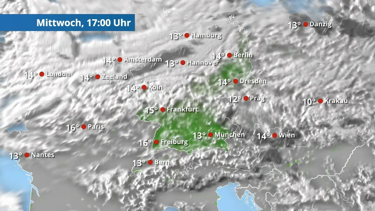 Erst teils klar, dann kommt der Nebel wieder Der Regen- und Wolkenfilm für 48 Stunden