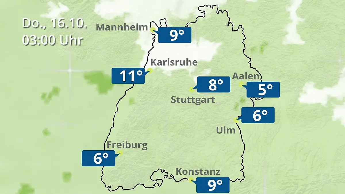 Baden-Württemberg: Wie wird das Wetter? Regen- und Wolkenfilm für Stuttgart, Mannheim und Karlsruhe