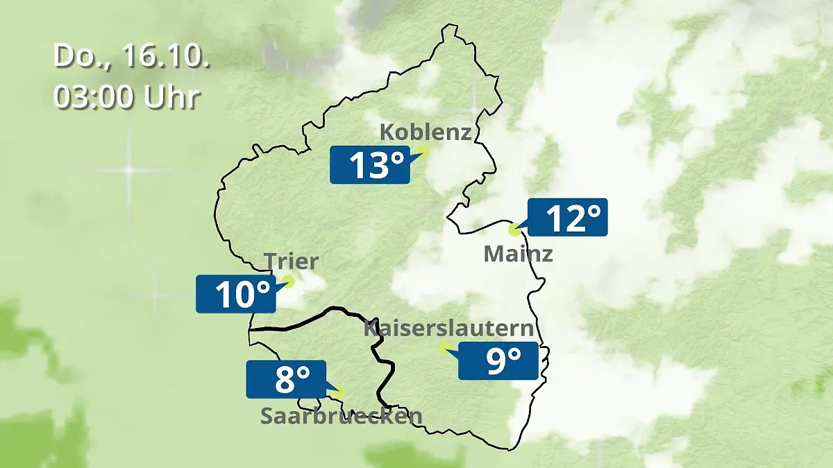 Rheinland-Pfalz, Saarland: Wie wird das Wetter? Regen- und Wolkenfilm für Mainz, Koblenz und Trier