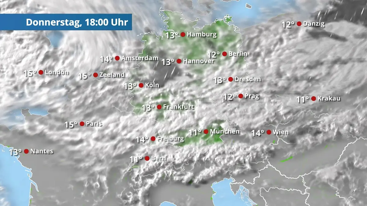 Teils leichter Regen Der Regen- und Wolkenfilm für 48 Stunden