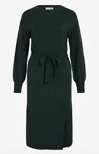 Dunkelgrünes Midikleid mit Bindeband