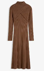Zweiteiliges Strickkleid in Braun