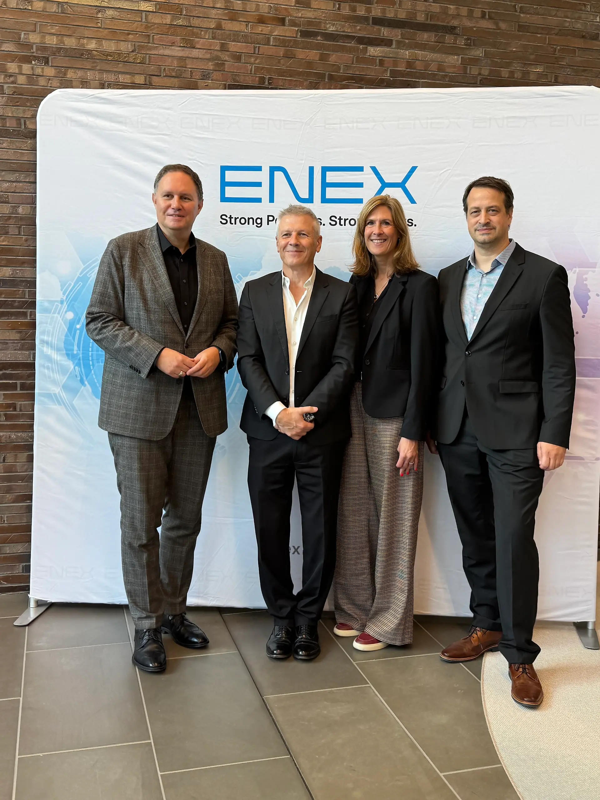 ENEX-Generalversammlung bei RTL Deutschland: v.l. Carsten Brosda, Adrian Wells, Sonja Schwetje und Simon Hof