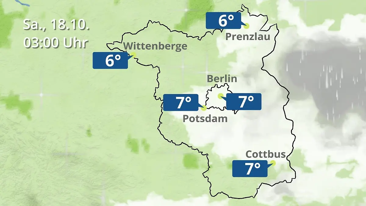 Berlin und Brandenburg: Wie wird das Wetter? Regen- und Wolkenfilm für Potsdam, Cottbus und Wittenberge