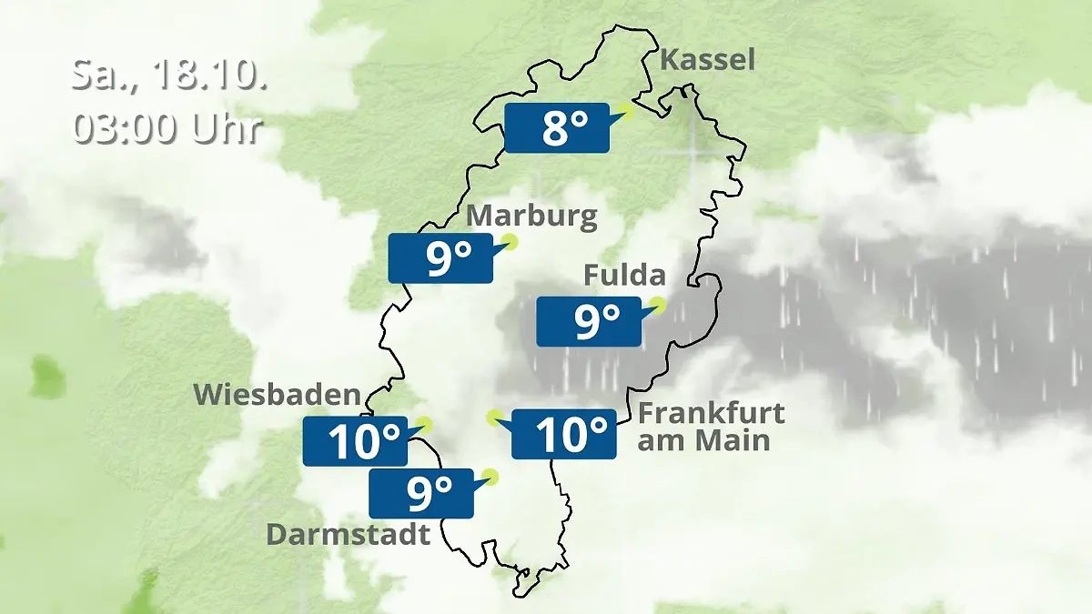 Hessen: Wie wird das Wetter? Regen- und Wolkenfilm für Frankfurt am Main und Wiesbaden