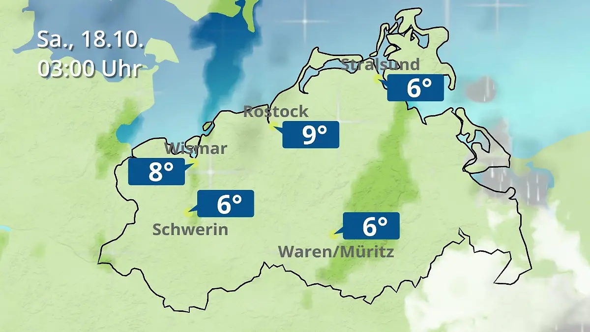 Mecklenburg-Vorpommern: Wie wird das Wetter? Regen- und Wolkenfilm für Rostock, Rügen und die Ostseeküste