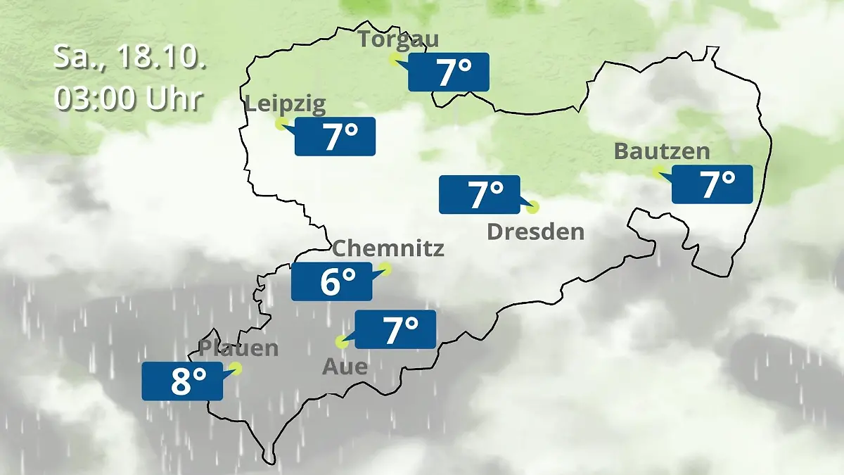 Sachsen: Wie wird das Wetter? Regen- und Wolkenfilm für Chemnitz, Dresden und Leipzig