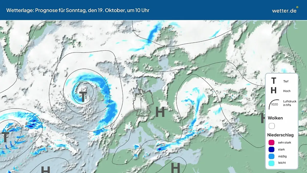 Die Wetterlage der kommenden 5 Tage Hochs und Tiefs über Europa
