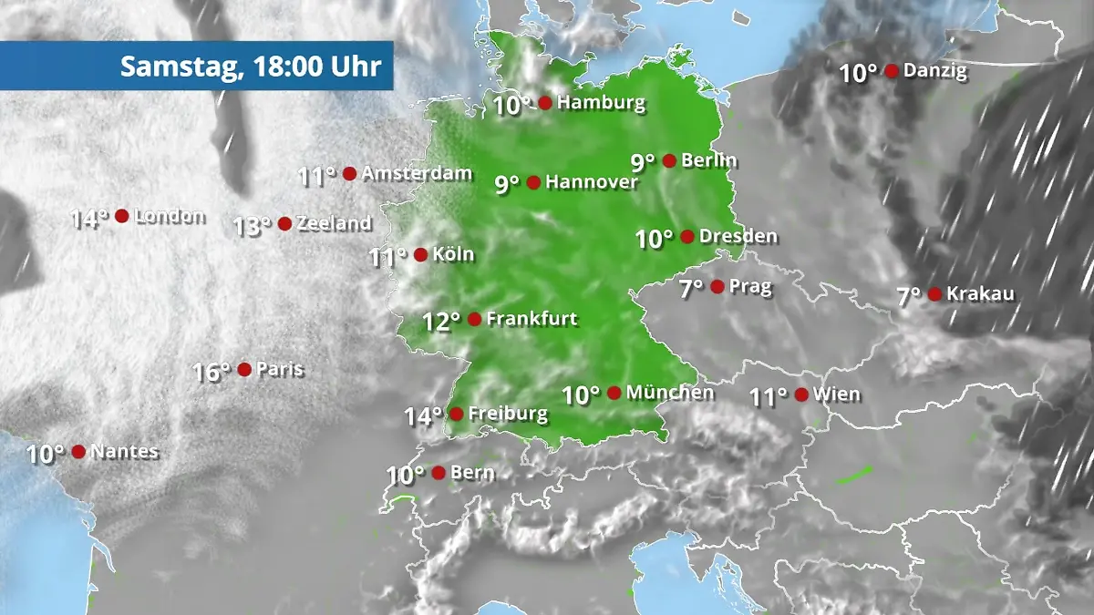 Prognose vom 18. Oktober Der Regen- und Wolkenfilm für 48 Stunden