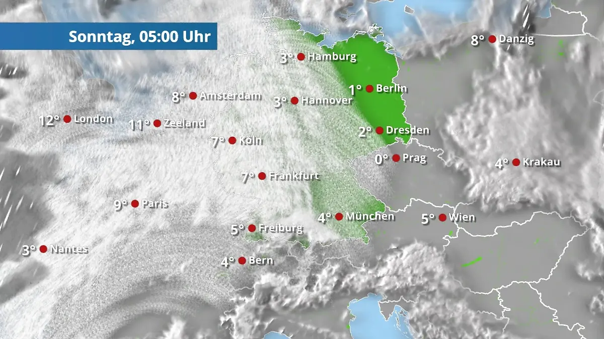 Prognose vom 18. Oktober Der Regen- und Wolkenfilm für 48 Stunden