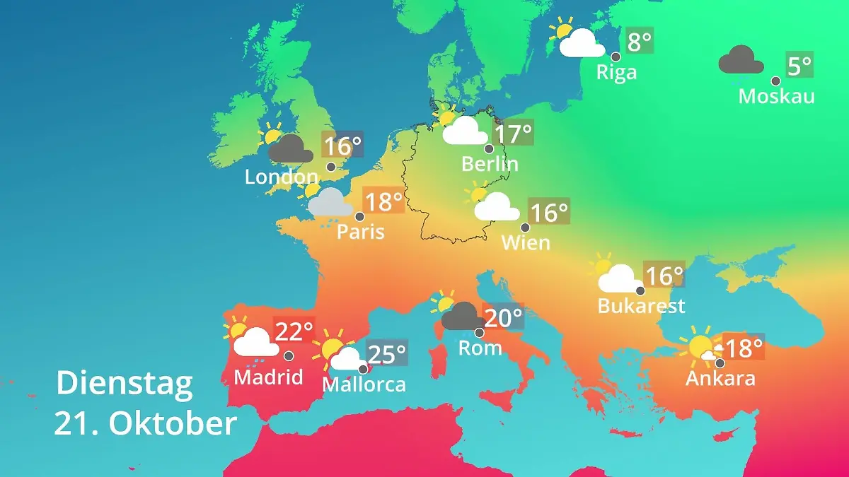 Europa: Wie wird das Wetter? Prognose: Temperaturen von Spanien bis zur Türkei