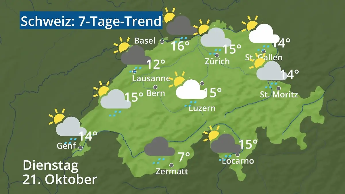 Schweiz: Wie wird das Wetter? Video 7-Tage-Trend: Bern, Basel, Genf, Zürich