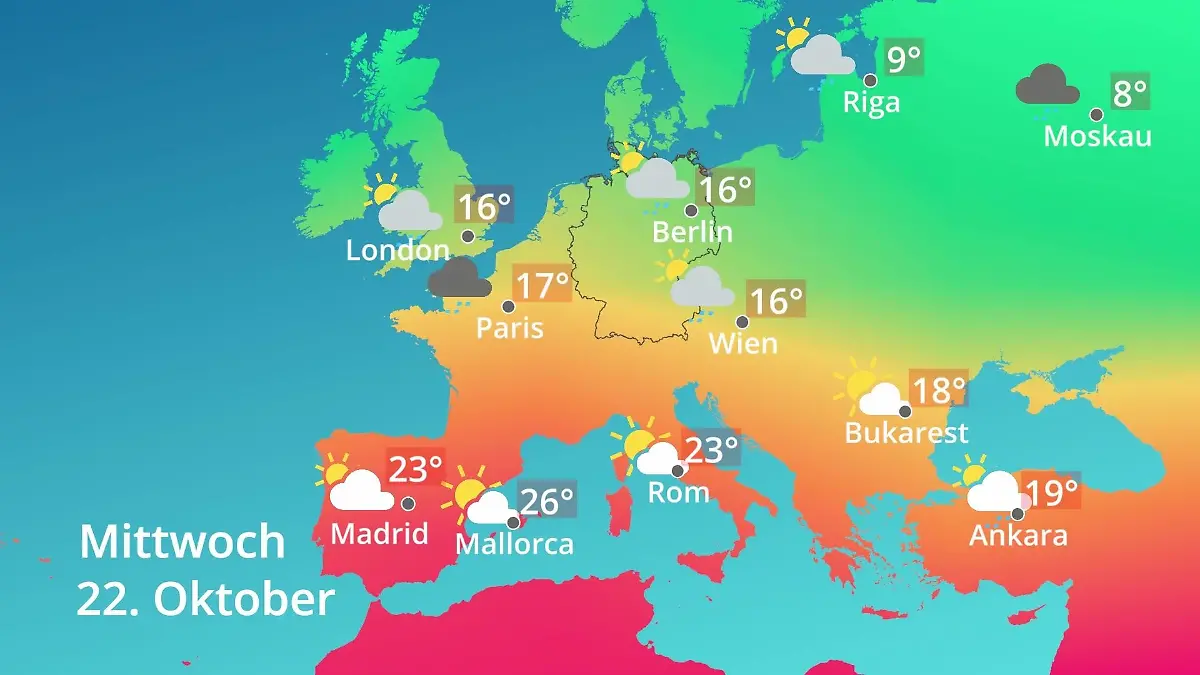 Europa: Wie wird das Wetter? Prognose: Temperaturen von Spanien bis zur Türkei