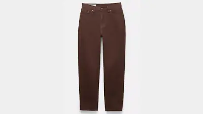 Mom-Fit-Jeans in Dunkelbraun
