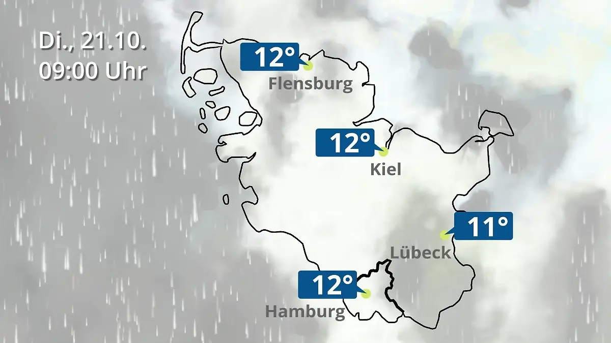 Hamburg, Schleswig-Holstein: Wie wird das Wetter? Regen- und Wolkenfilm für die Nordsee- und Ostseeküste