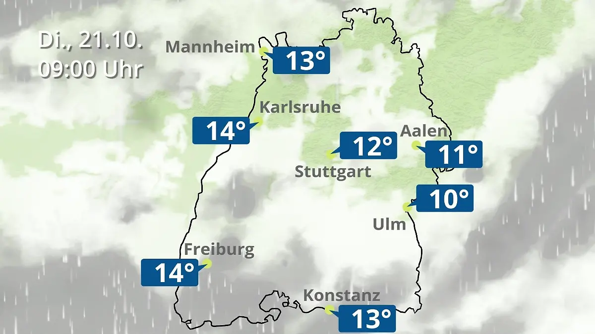 Baden-Württemberg: Wie wird das Wetter? Regen- und Wolkenfilm für Stuttgart, Mannheim und Karlsruhe