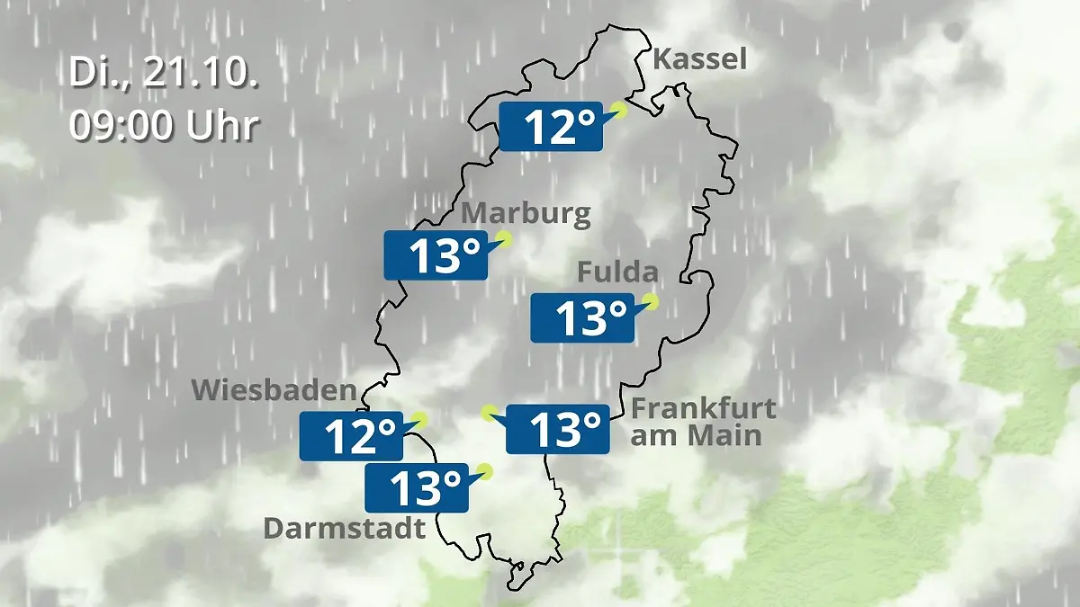 Hessen: Wie wird das Wetter? Regen- und Wolkenfilm für Frankfurt am Main und Wiesbaden