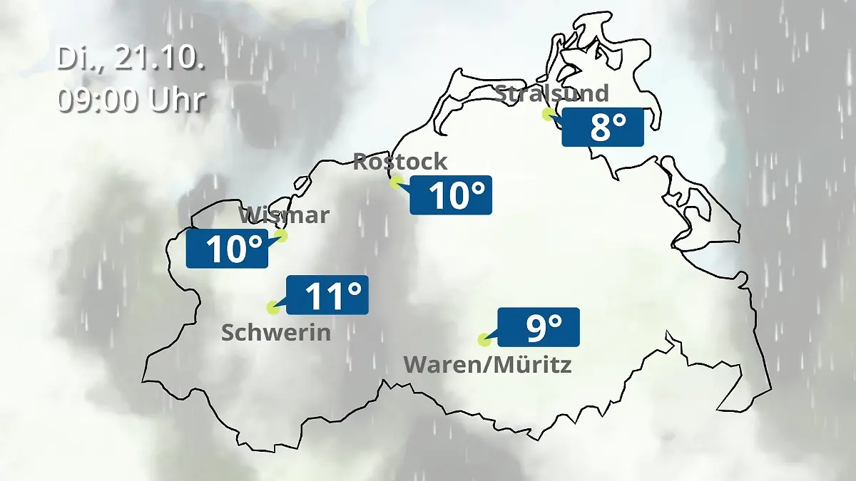 Mecklenburg-Vorpommern: Wie wird das Wetter? Regen- und Wolkenfilm für Rostock, Rügen und die Ostseeküste