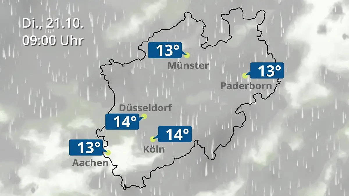 Nordrhein-Westfalen: Wie wird das Wetter? Regen- und Wolkenfilm für Köln, Düsseldorf und Münster