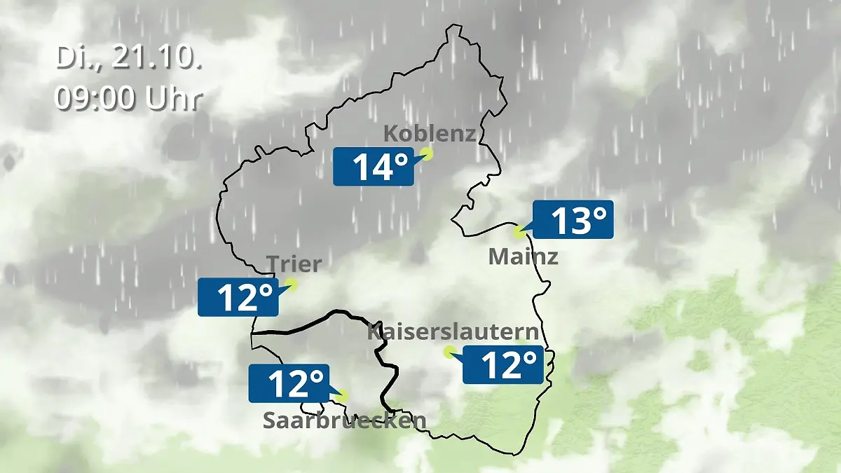Rheinland-Pfalz, Saarland: Wie wird das Wetter? Regen- und Wolkenfilm für Mainz, Koblenz und Trier