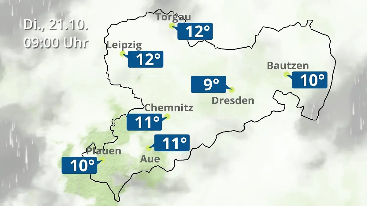 Sachsen: Wie wird das Wetter? Regen- und Wolkenfilm für Chemnitz, Dresden und Leipzig
