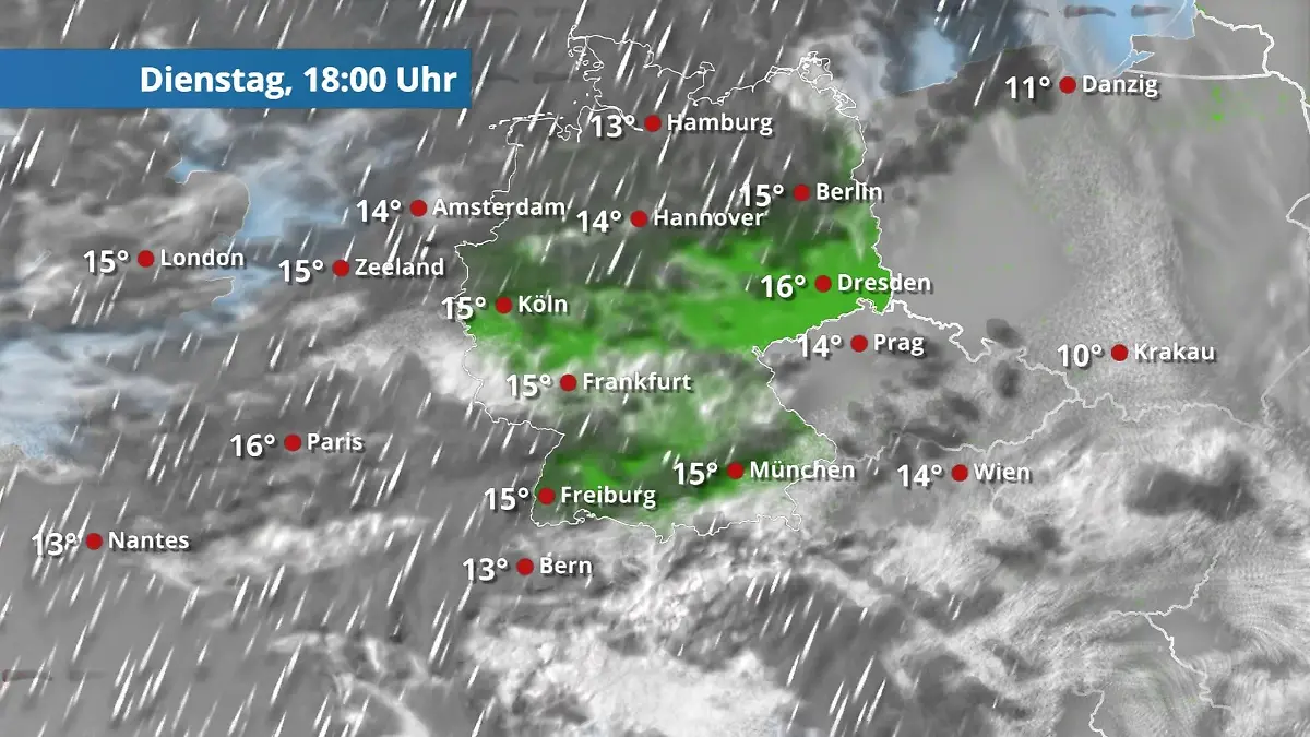 Sehr nass in Deutschland Der Regen- und Wolkenfilm für 48 Stunden