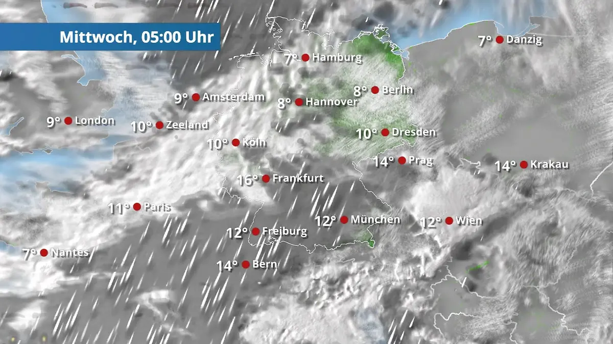 Prognose vom 21. Oktober Der Regen- und Wolkenfilm für 48 Stunden