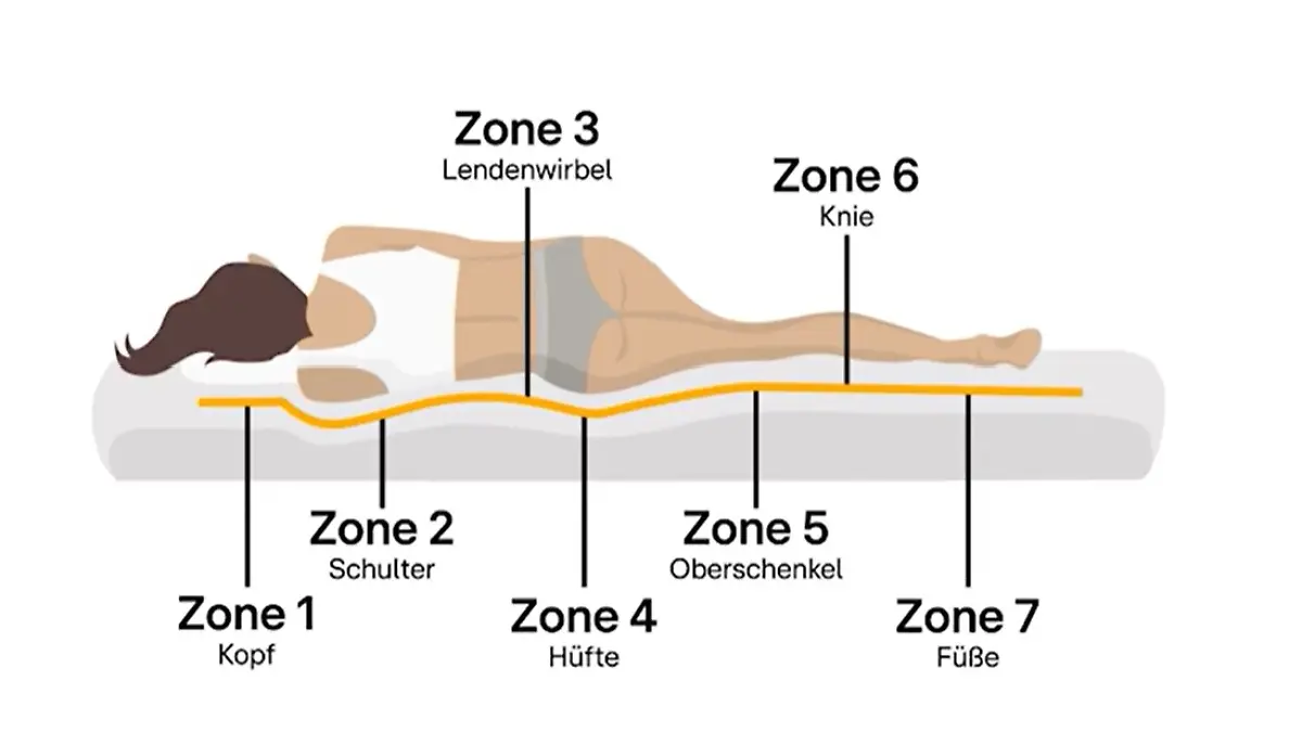 Die 7 Zonen einer Kaltschaummatratze