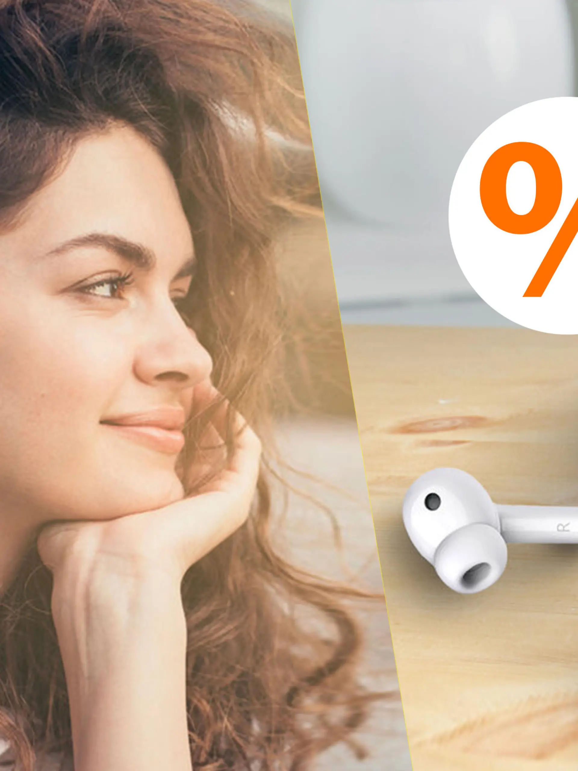 Frau mit AirPods-Alternative von Aldi