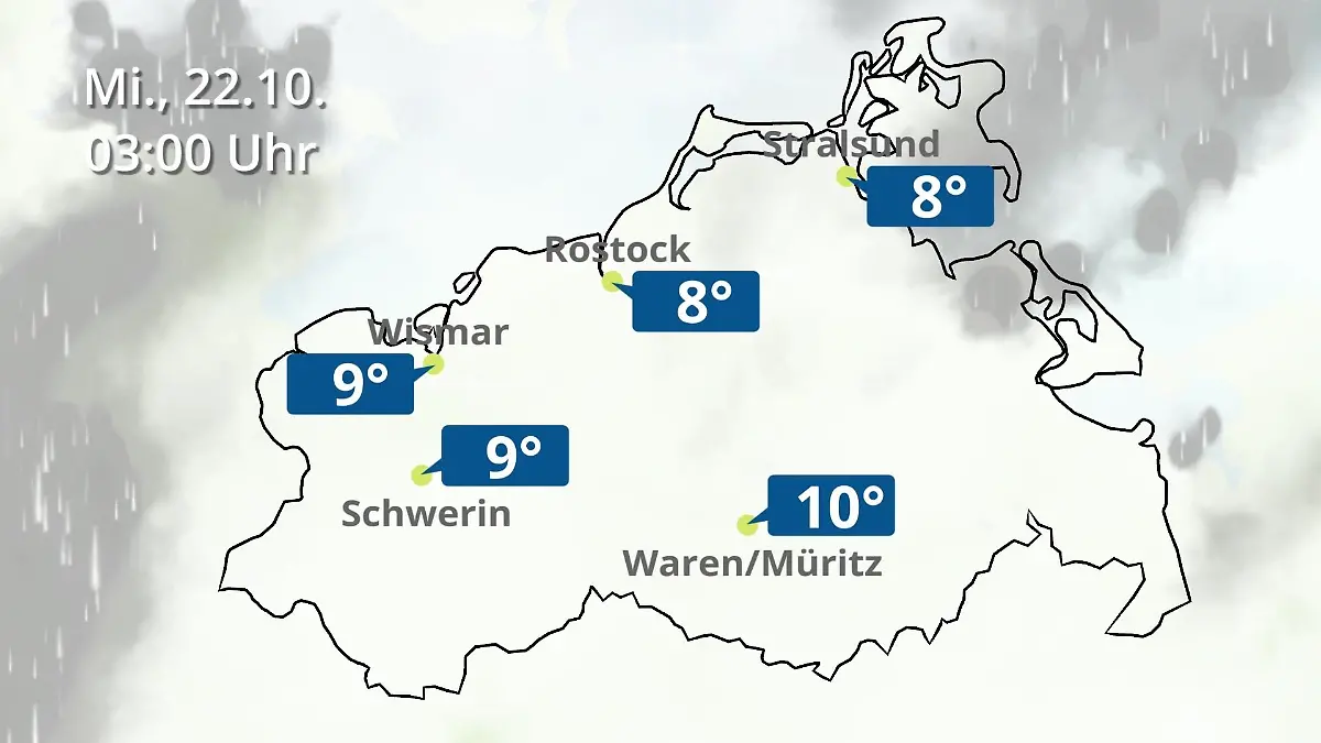 Mecklenburg-Vorpommern: Wie wird das Wetter? Regen- und Wolkenfilm für Rostock, Rügen und die Ostseeküste