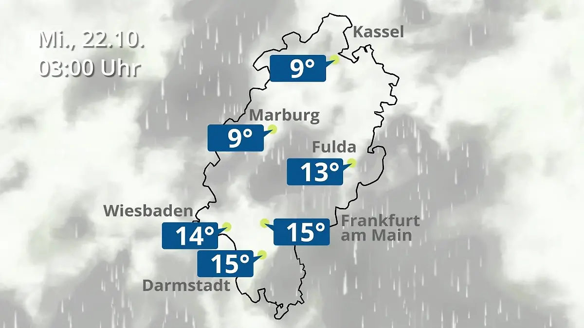 Hessen: Wie wird das Wetter? Regen- und Wolkenfilm für Frankfurt am Main und Wiesbaden
