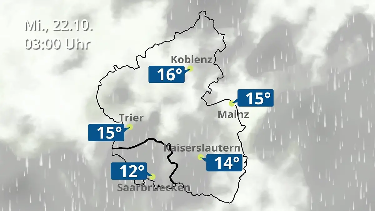 Rheinland-Pfalz, Saarland: Wie wird das Wetter? Regen- und Wolkenfilm für Mainz, Koblenz und Trier