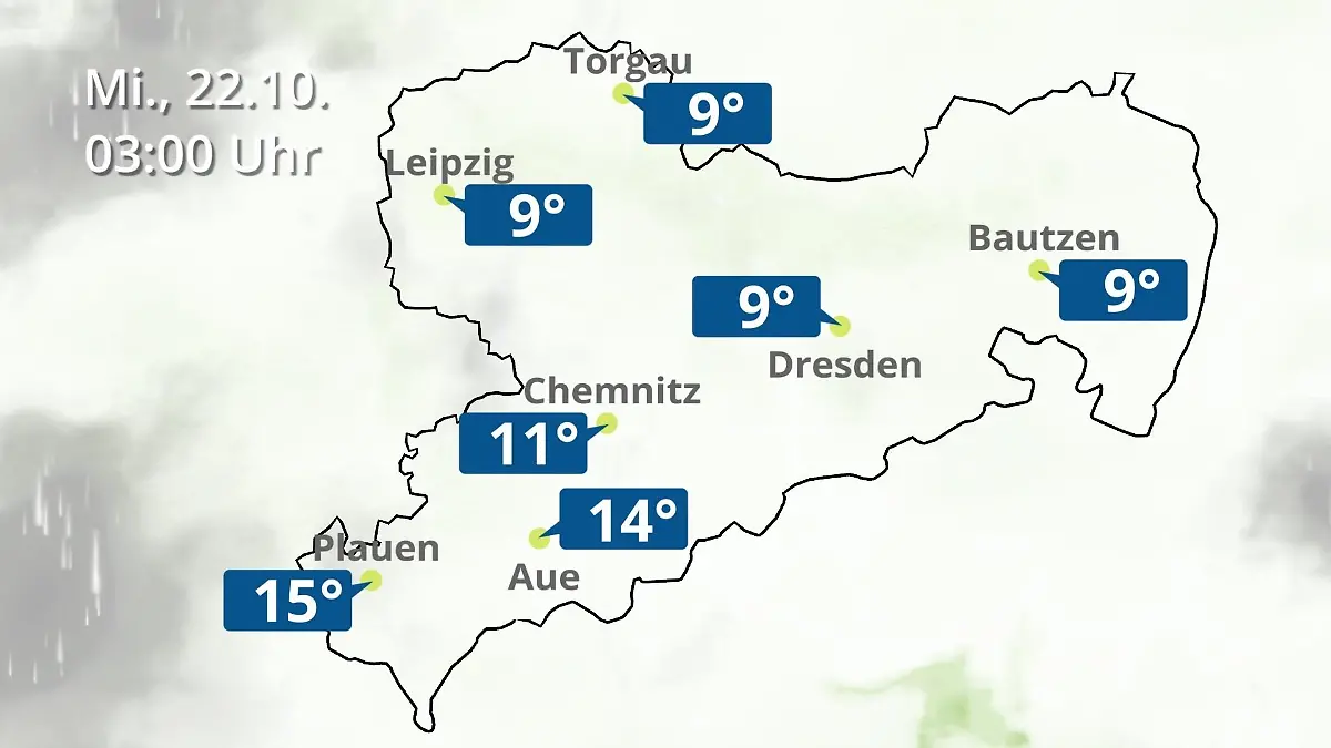 Sachsen: Wie wird das Wetter? Regen- und Wolkenfilm für Chemnitz, Dresden und Leipzig