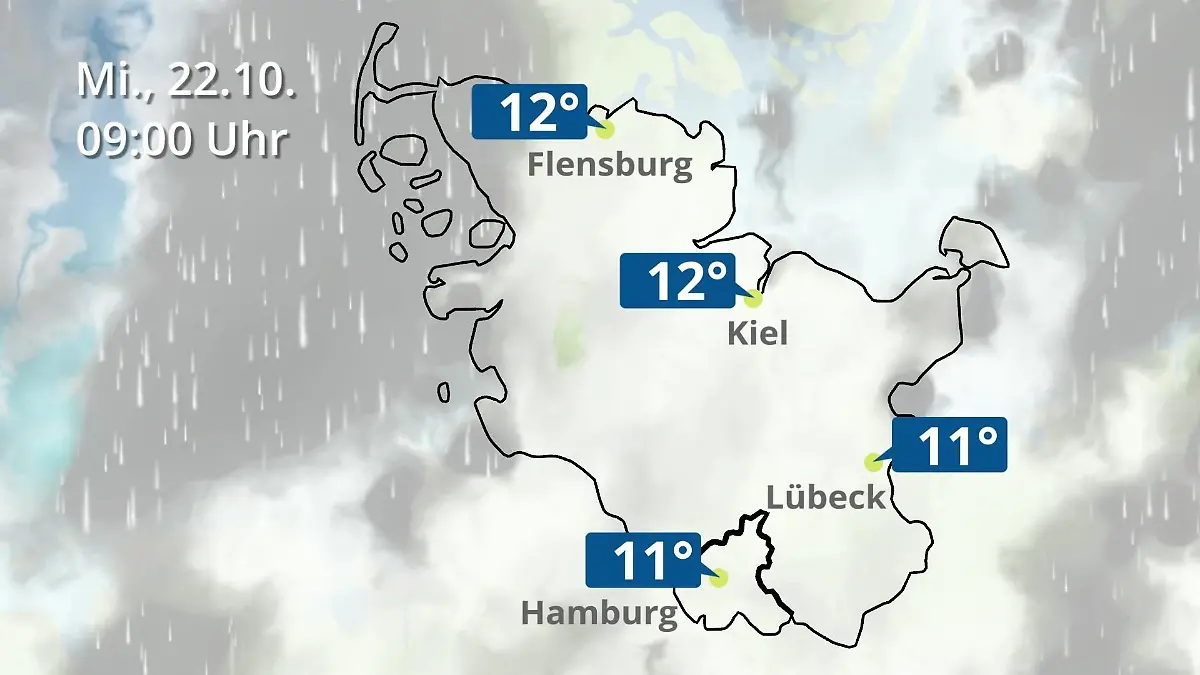 Hamburg, Schleswig-Holstein: Wie wird das Wetter? Regen- und Wolkenfilm für die Nordsee- und Ostseeküste