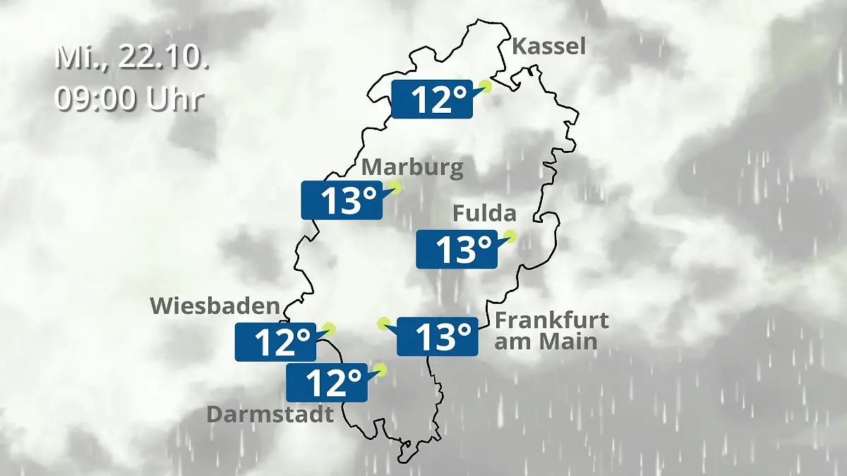 Hessen: Wie wird das Wetter? Regen- und Wolkenfilm für Frankfurt am Main und Wiesbaden